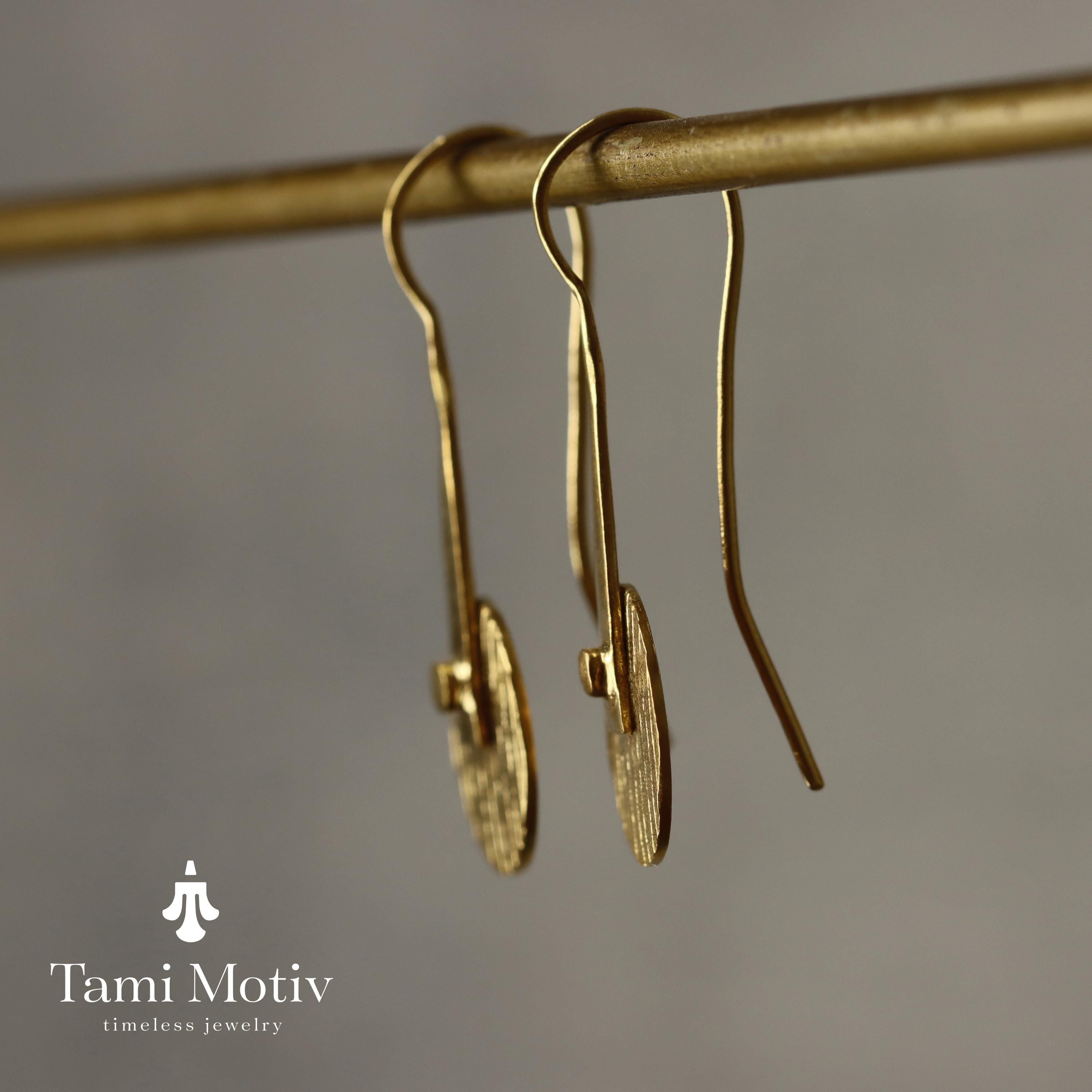 Artisan Crafted Geometric Round Gold Disc Earrings - Bold & Textured • Statement Jewelry • Gift For Woman Wife Girlfreind