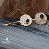 Amethyst Drop Earrings • Unique Earrings For Women • Textured 14k Gold Fashion Earrings • Handmade Statement Disc Earrings • Gift For Her