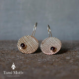 Handmade Silver Garnet Dangle Earrings • Geometric Fashion Statement