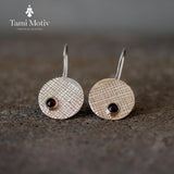 Handmade Silver Garnet Dangle Earrings • Geometric Fashion Statement