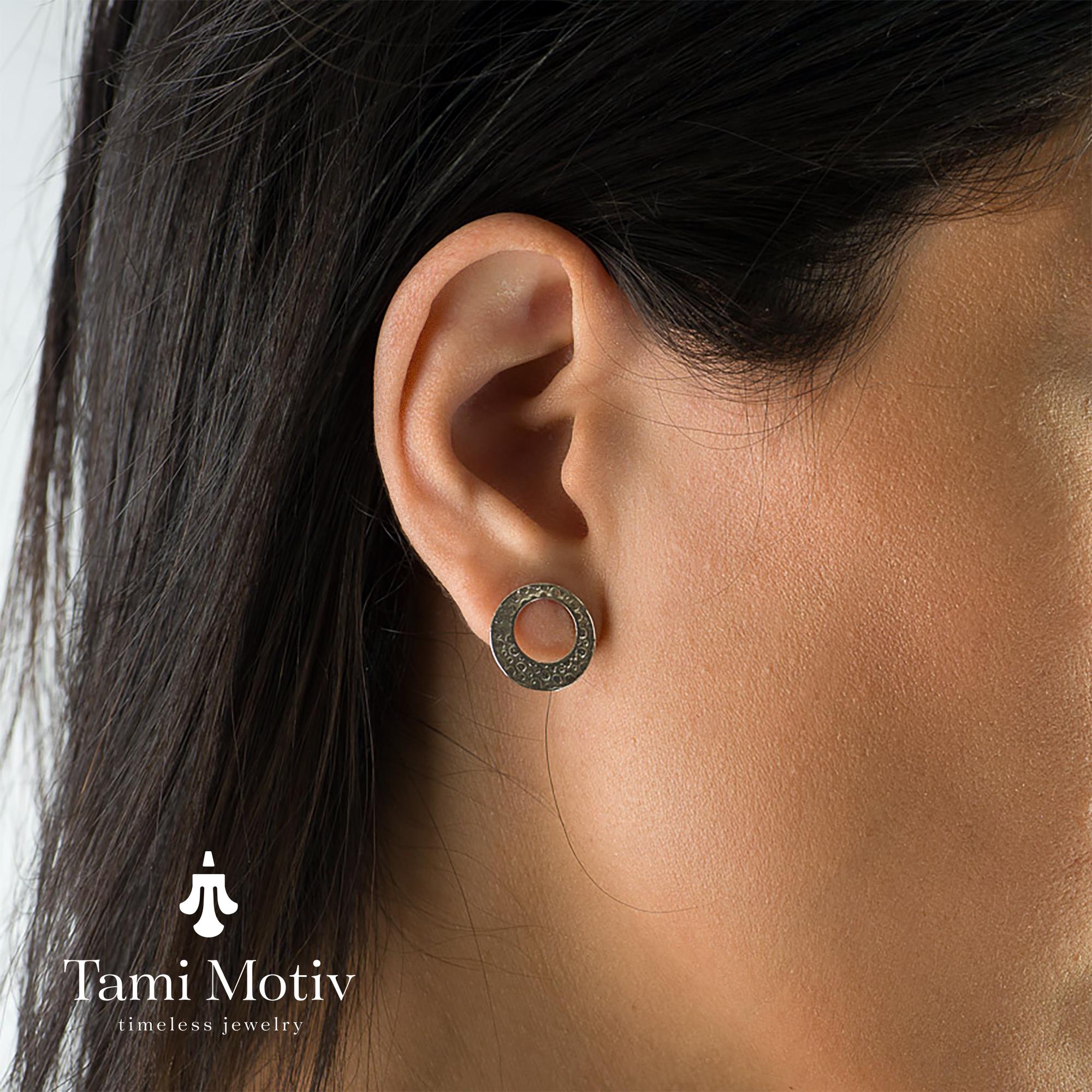 Artisan Textured Silver Earrings – Thoughtful Gift for Her • Mnimalist Silver Geometric Studs