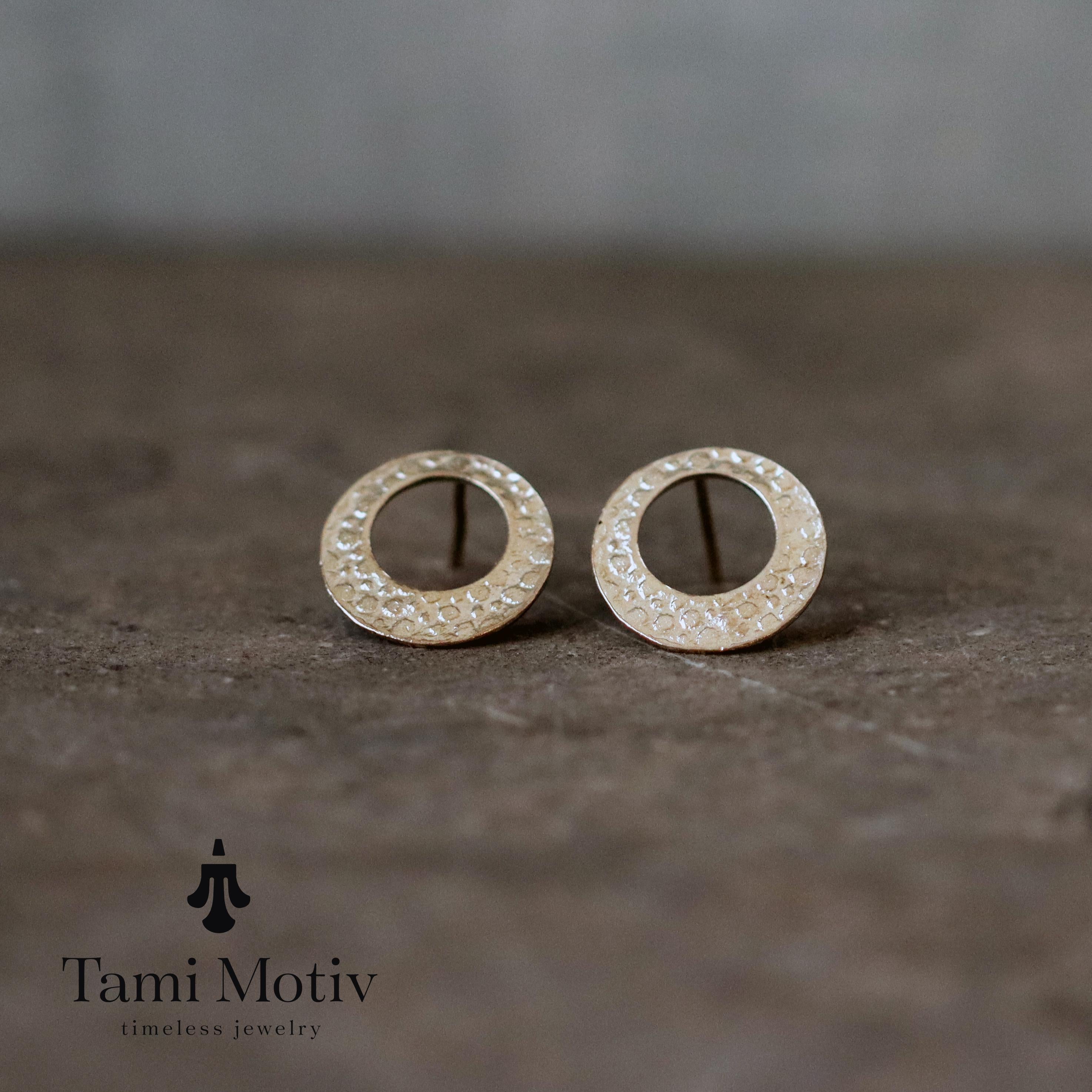 Artisan Textured Silver Earrings – Thoughtful Gift for Her • Mnimalist Silver Geometric Studs