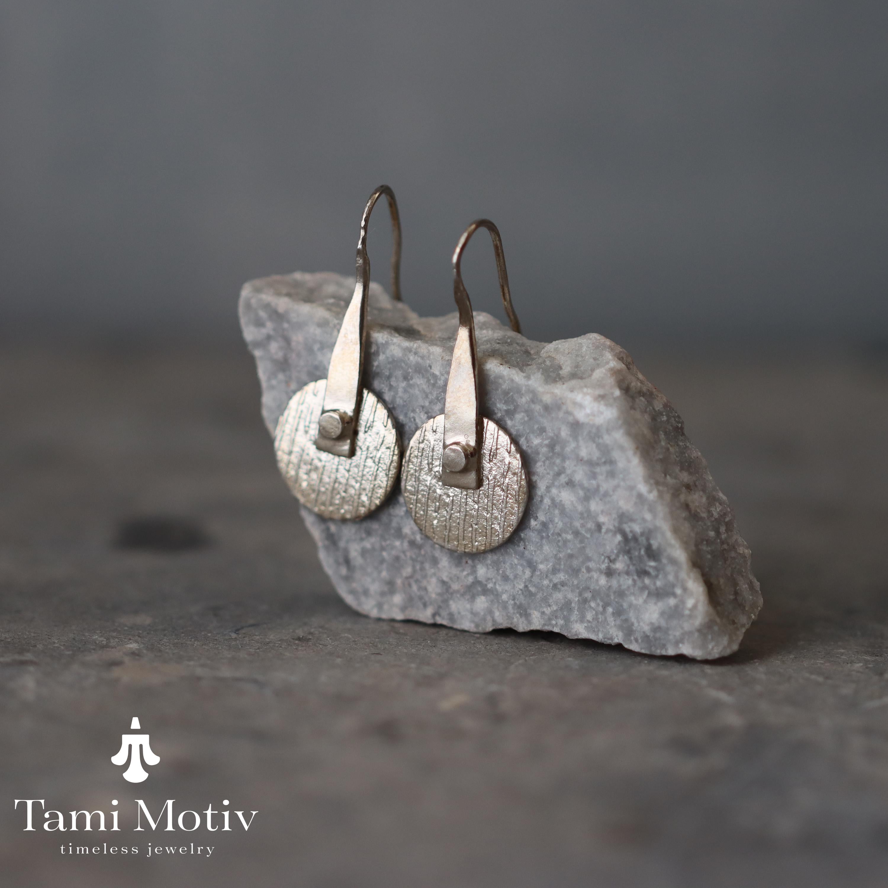 Artisan Crafted Geometric Round Gold Disc Earrings - Bold & Textured • Statement Jewelry • Gift For Woman Wife Girlfreind