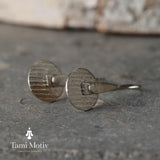 Unique Handmade Geometric Round Textured Drop Earrings - Statement Jewelry • Silver disc drops • Fashion Earrings For Woman •Gift For You