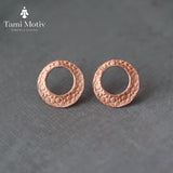 Handcrafted Textured Gold Open Circle Stud Earrings - Perfect Gift for Her