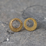 Handcrafted Textured Gold Open Circle Stud Earrings - Perfect Gift for Her