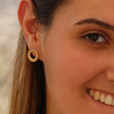 Handcrafted Textured Gold Open Circle Stud Earrings - Perfect Gift for Her