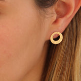 Handcrafted Textured Gold Open Circle Stud Earrings - Perfect Gift for Her