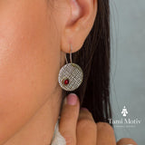 Amethyst Drop Earrings • Unique Earrings For Women • Textured 14k Gold Fashion Earrings • Handmade Statement Disc Earrings • Gift For Her