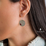 Handmade Silver Garnet Dangle Earrings • Geometric Fashion Statement