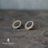 Artisan Textured Silver Earrings – Thoughtful Gift for Her • Mnimalist Silver Geometric Studs