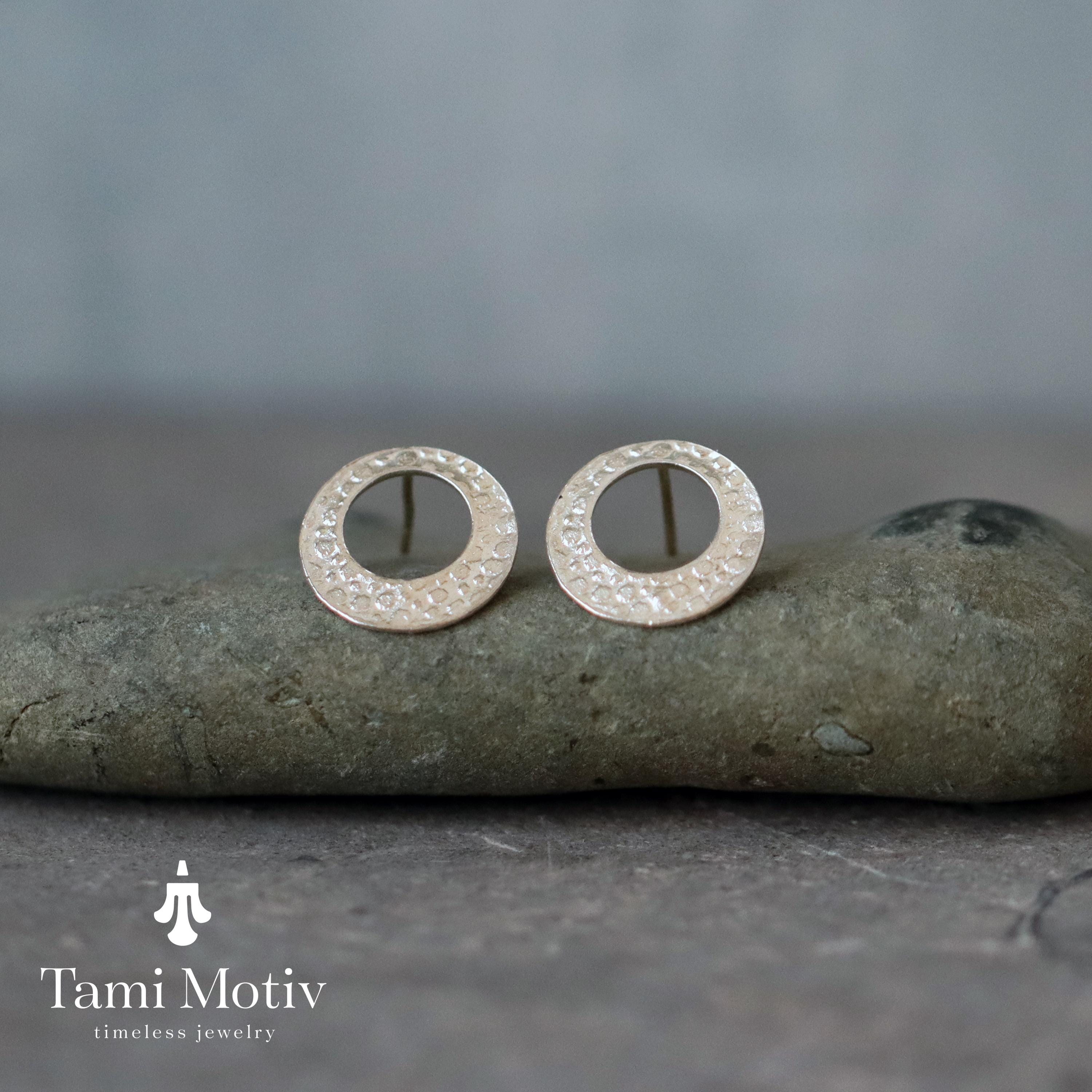 Artisan Textured Silver Earrings – Thoughtful Gift for Her • Mnimalist Silver Geometric Studs