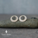 Artisan Textured Silver Earrings – Thoughtful Gift for Her • Mnimalist Silver Geometric Studs