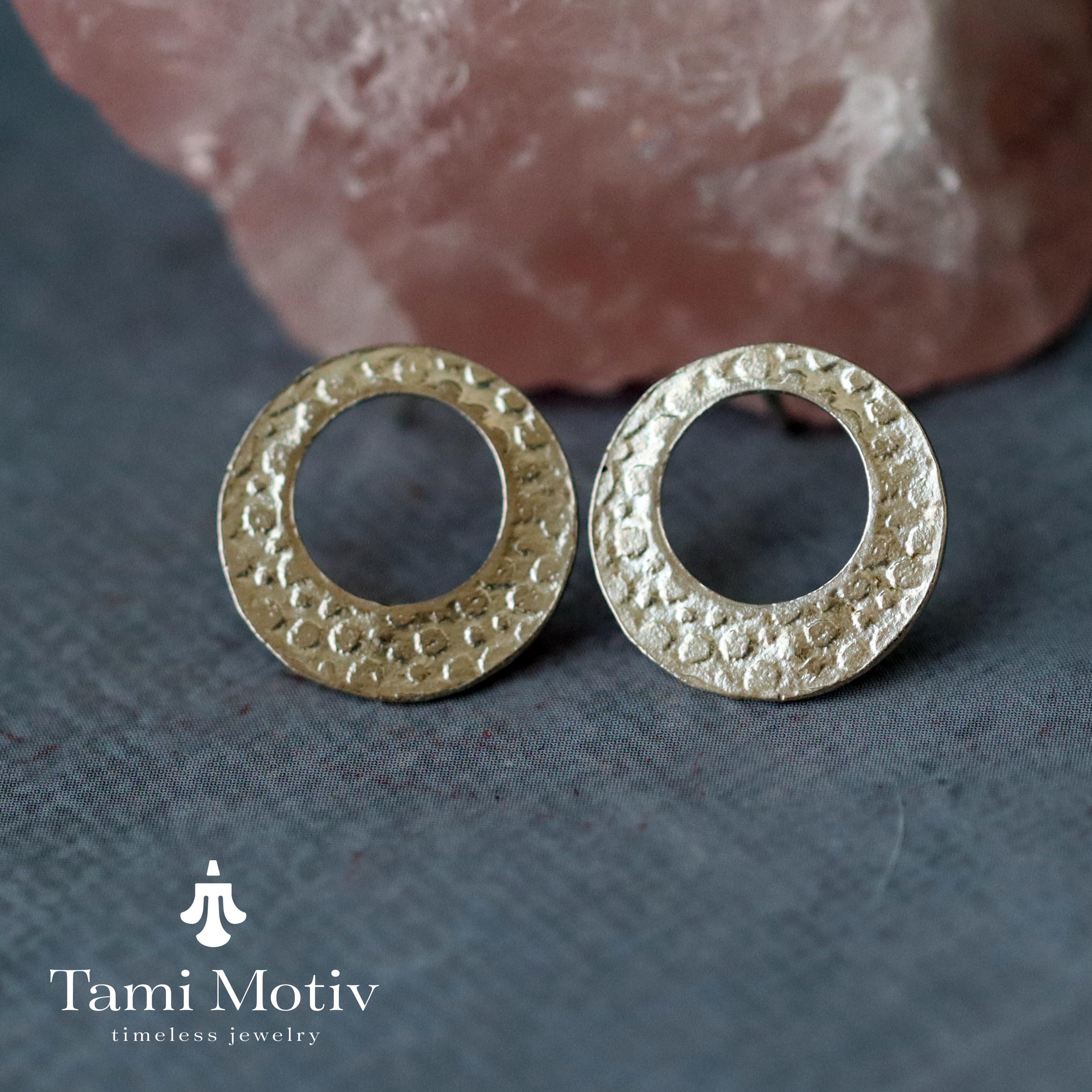 Artisan Textured Silver Earrings – Thoughtful Gift for Her • Mnimalist Silver Geometric Studs