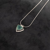 Aqua Chalcedony Trillion cut Pendant Necklace • Luxury Handmade Charm Necklace • Hand Made Silver Pendant Necklace Gift for Women