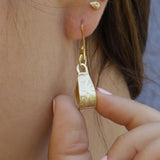 Handmade Gold Floral Dangle Earrings • Unique Art Nouveau Statement Jewelry Gift for Mom, Wife, Sister