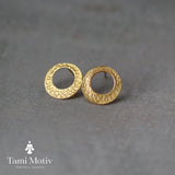 Handcrafted Textured Gold Open Circle Stud Earrings - Perfect Gift for Her
