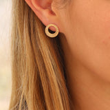 Handcrafted Textured Gold Open Circle Stud Earrings - Perfect Gift for Her