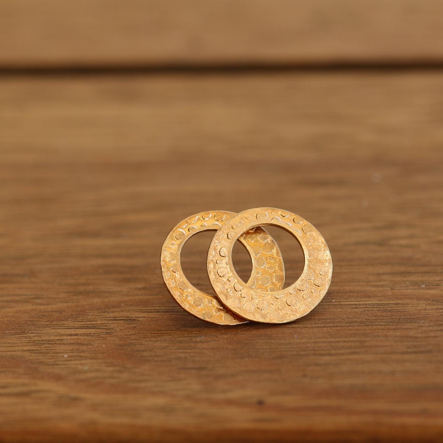 Handcrafted Textured Gold Open Circle Stud Earrings - Perfect Gift for Her