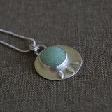 Silver Necklace ,Round Pendant Necklace, Silver Statement Necklace, Statement Necklace For Women, Gemstone Pendant Necklace, Gift For Her