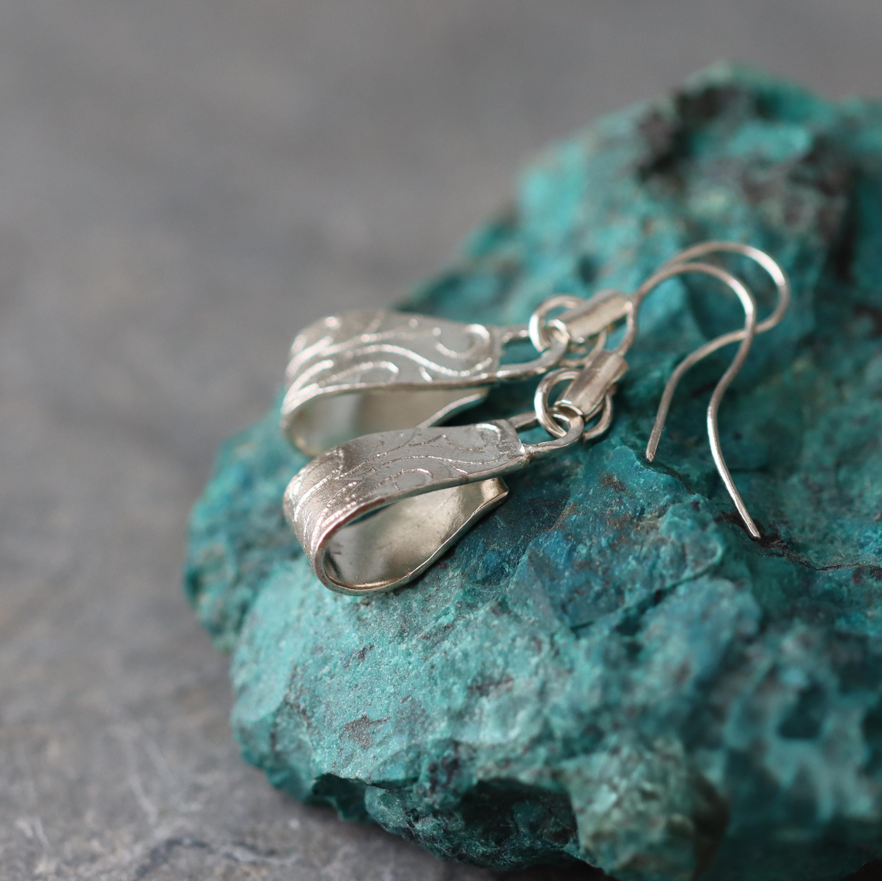 Art Nouveau Sterling Silver Floral Dangle Earrings - Statement Jewelry Gift