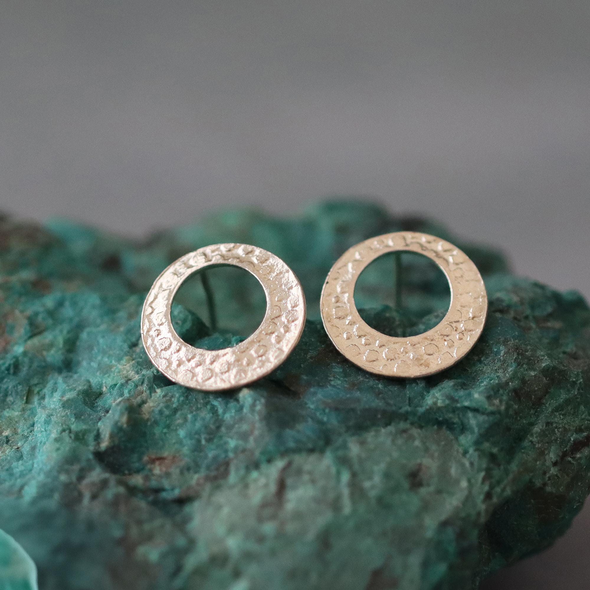 Artisan Textured Silver Earrings – Thoughtful Gift for Her • Mnimalist Silver Geometric Studs