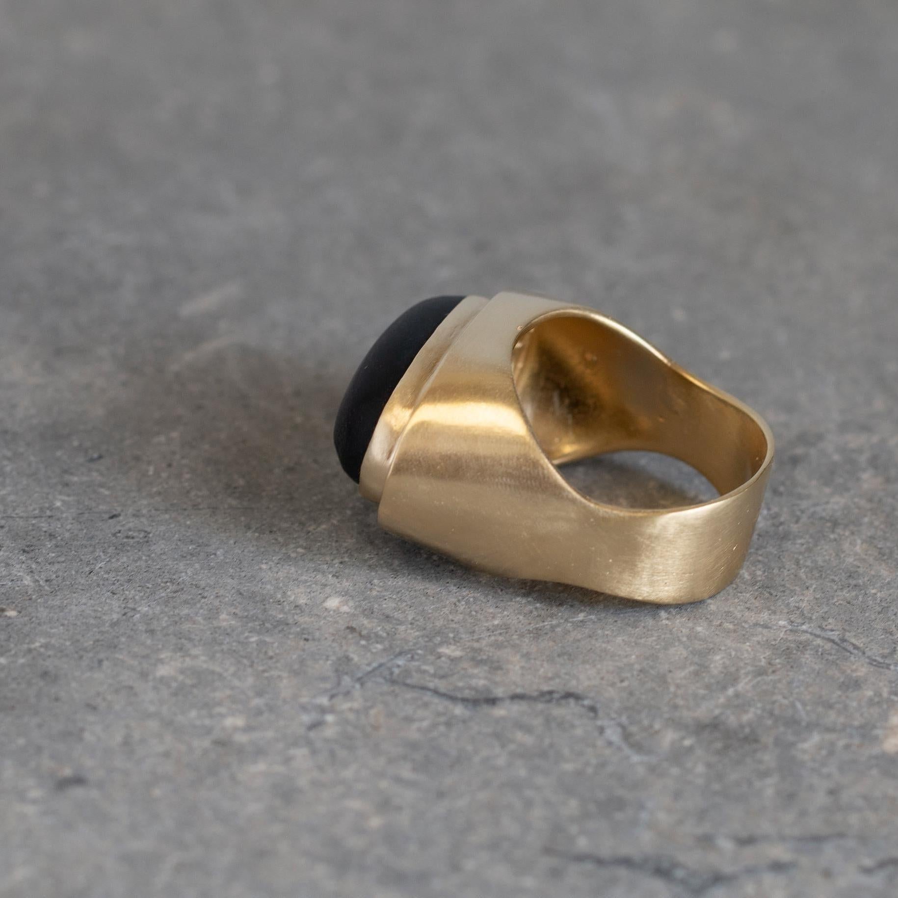 Gold Black Onyx Oval Ring - February Birthstone Cocktail Jewelry • Statement Big Ring