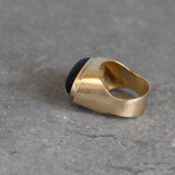 Gold Black Onyx Oval Ring - February Birthstone Cocktail Jewelry • Statement Big Ring
