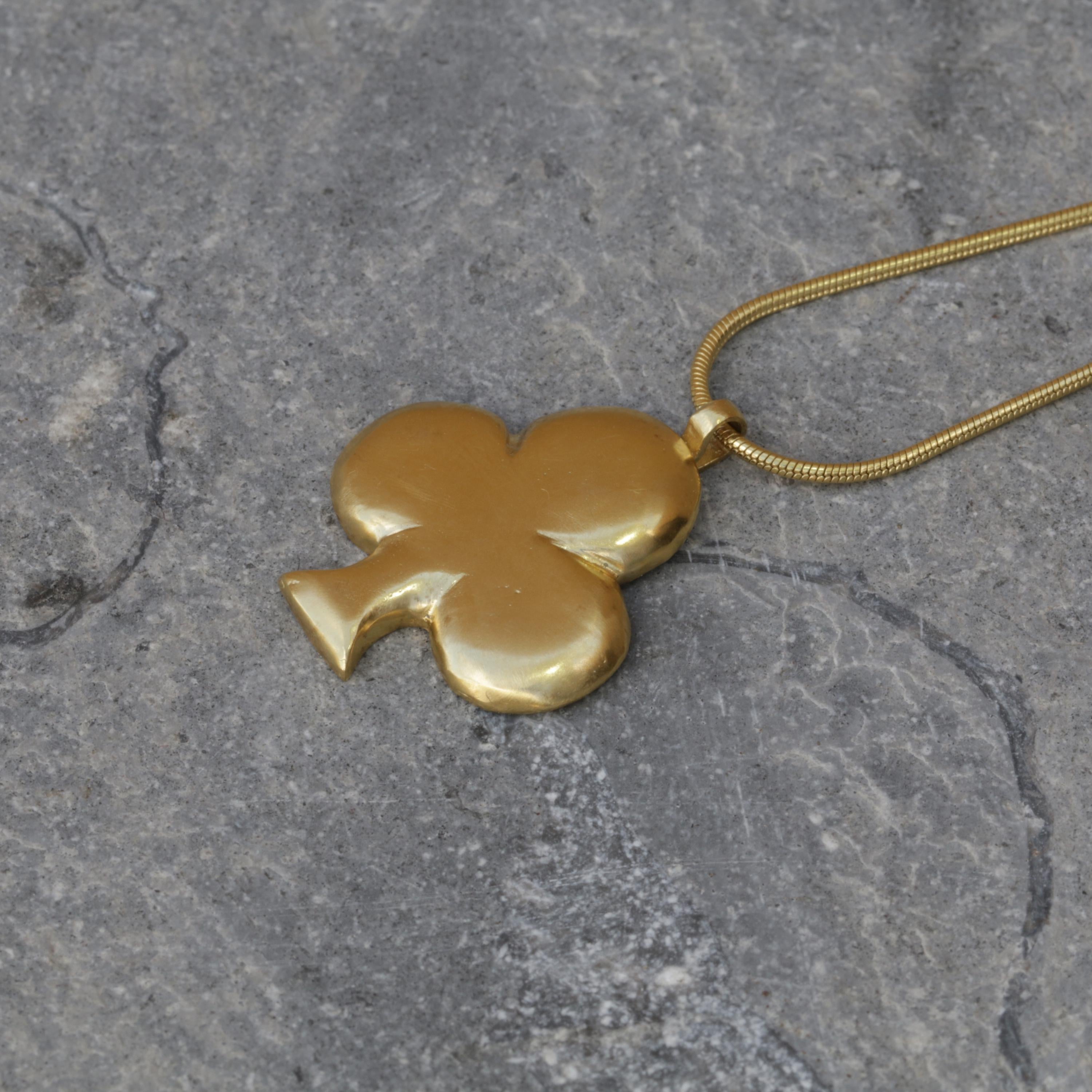 Handcrafted Gold Ace of Clubs Long Charm Necklace for Lucky Vibes • Club Symbol Charm Necklace