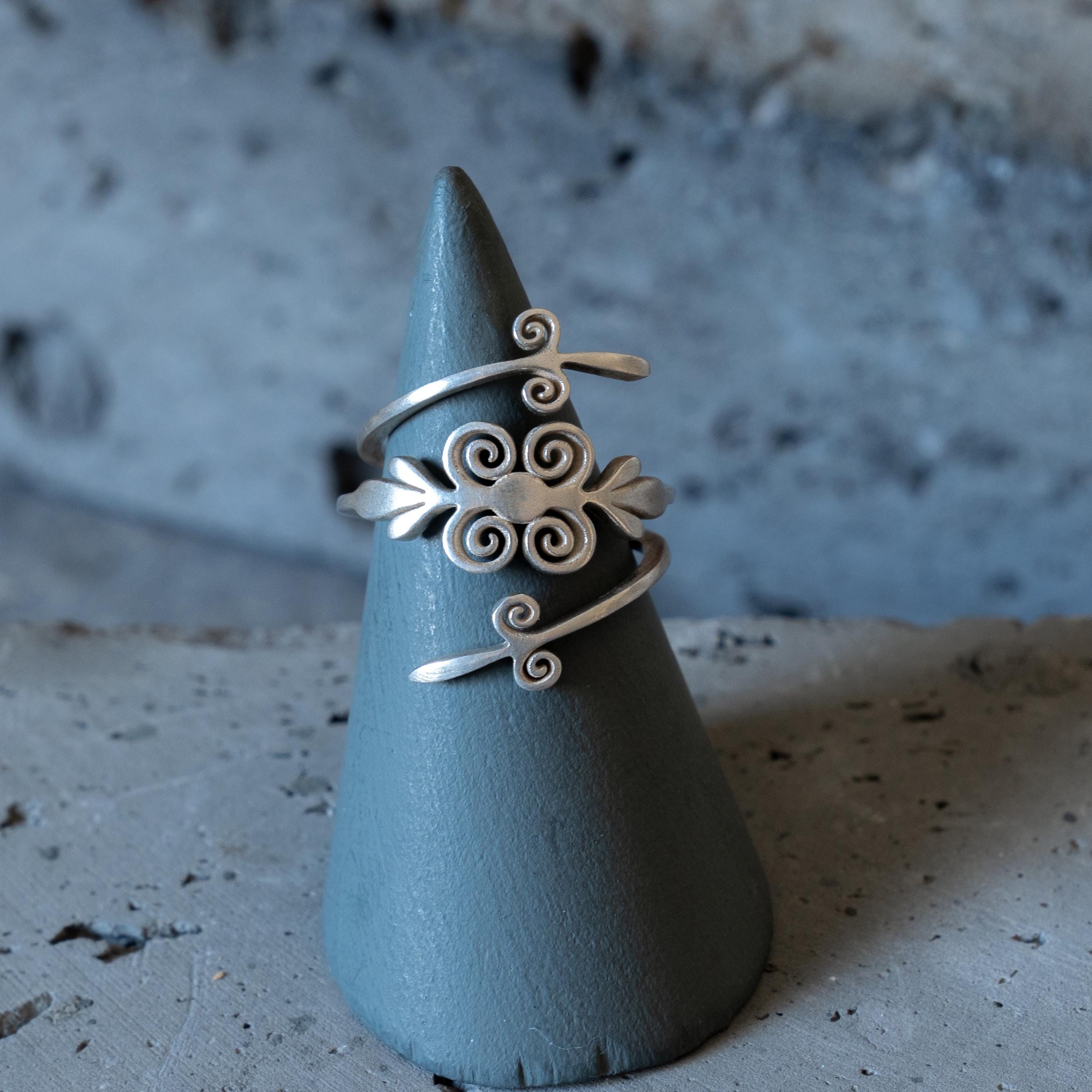 Multi Spiral Sterling Silver Ring - Handcrafted Unique Minimalist Jewelry • Dainty Open Wrap Ring