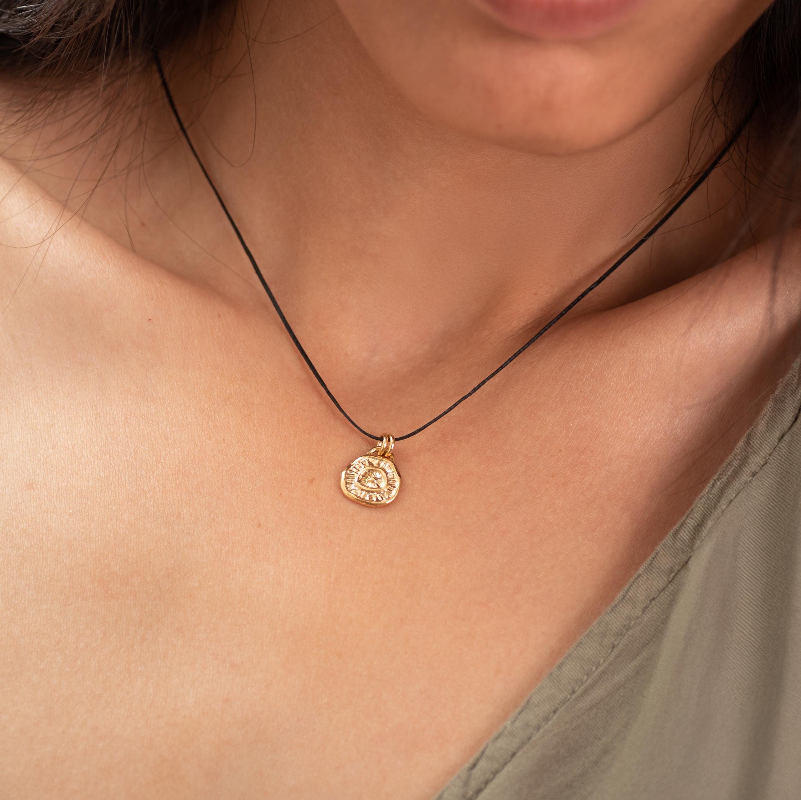 Nature Inspired Gold Necklace with Coin Pendant - Handmade Delicate Jewelry • Necklaces for Teens • Organic Jewelry • Gift For Daughter