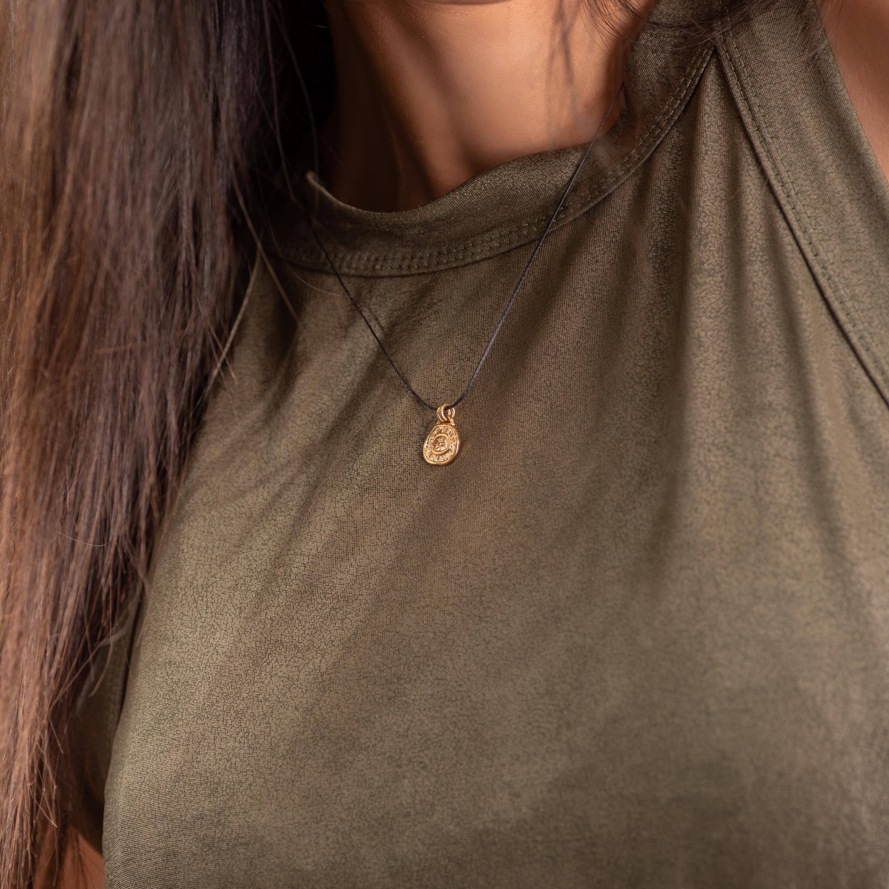 Nature Inspired Gold Necklace with Coin Pendant - Handmade Delicate Jewelry • Necklaces for Teens • Organic Jewelry • Gift For Daughter