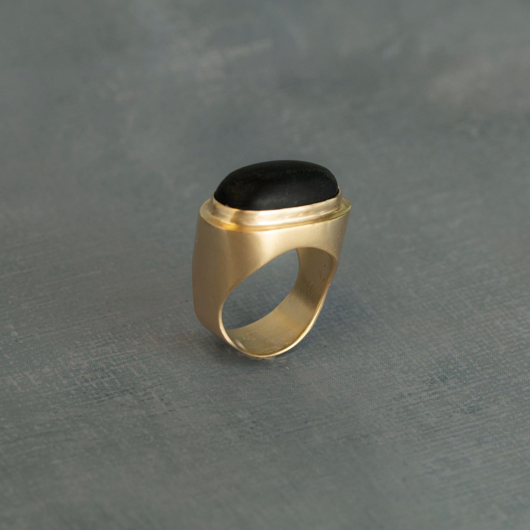 Gold Black Onyx Oval Ring - February Birthstone Cocktail Jewelry • Statement Big Ring