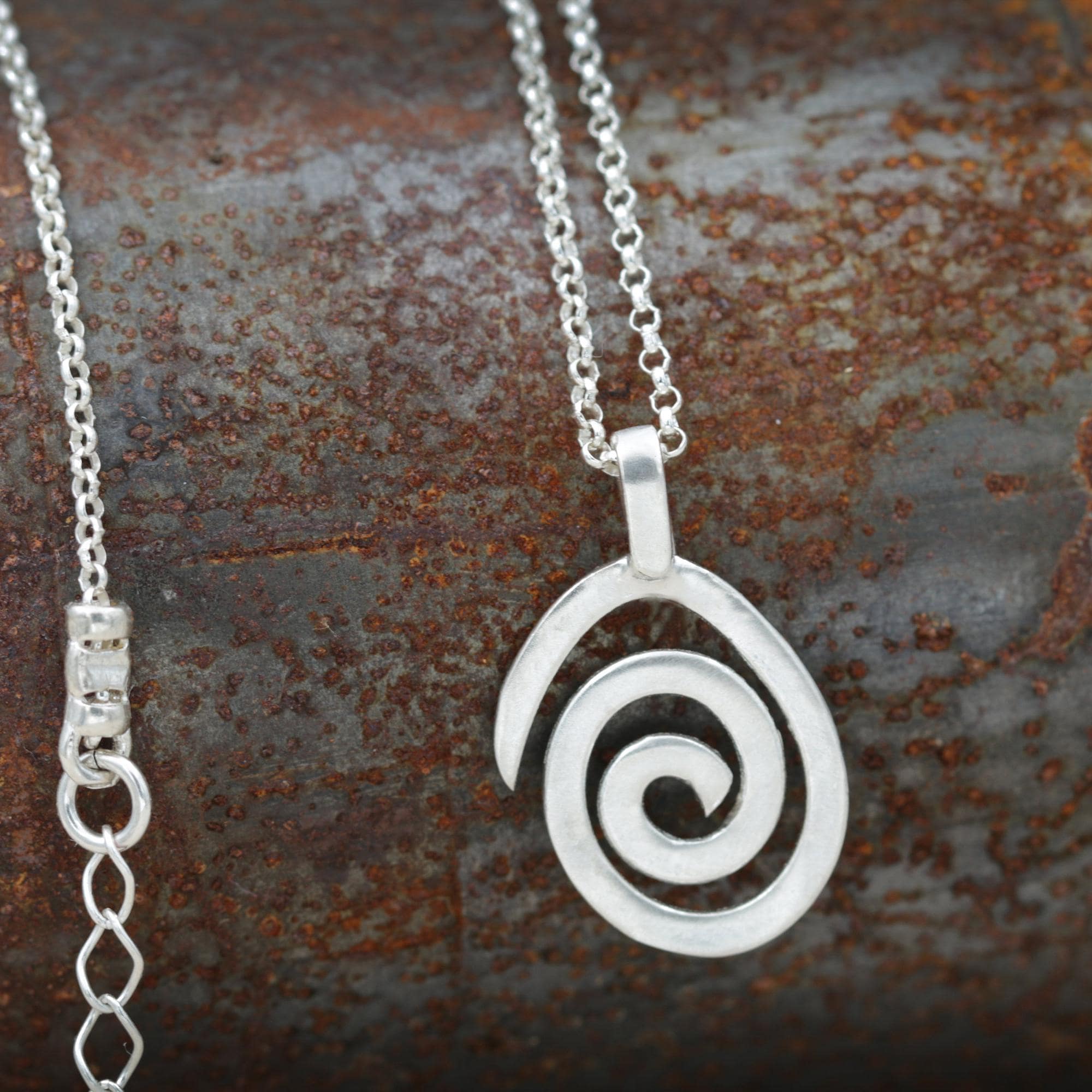 Handmade Spiral Silver Pendant Necklace • Dainty Short Necklace for Women