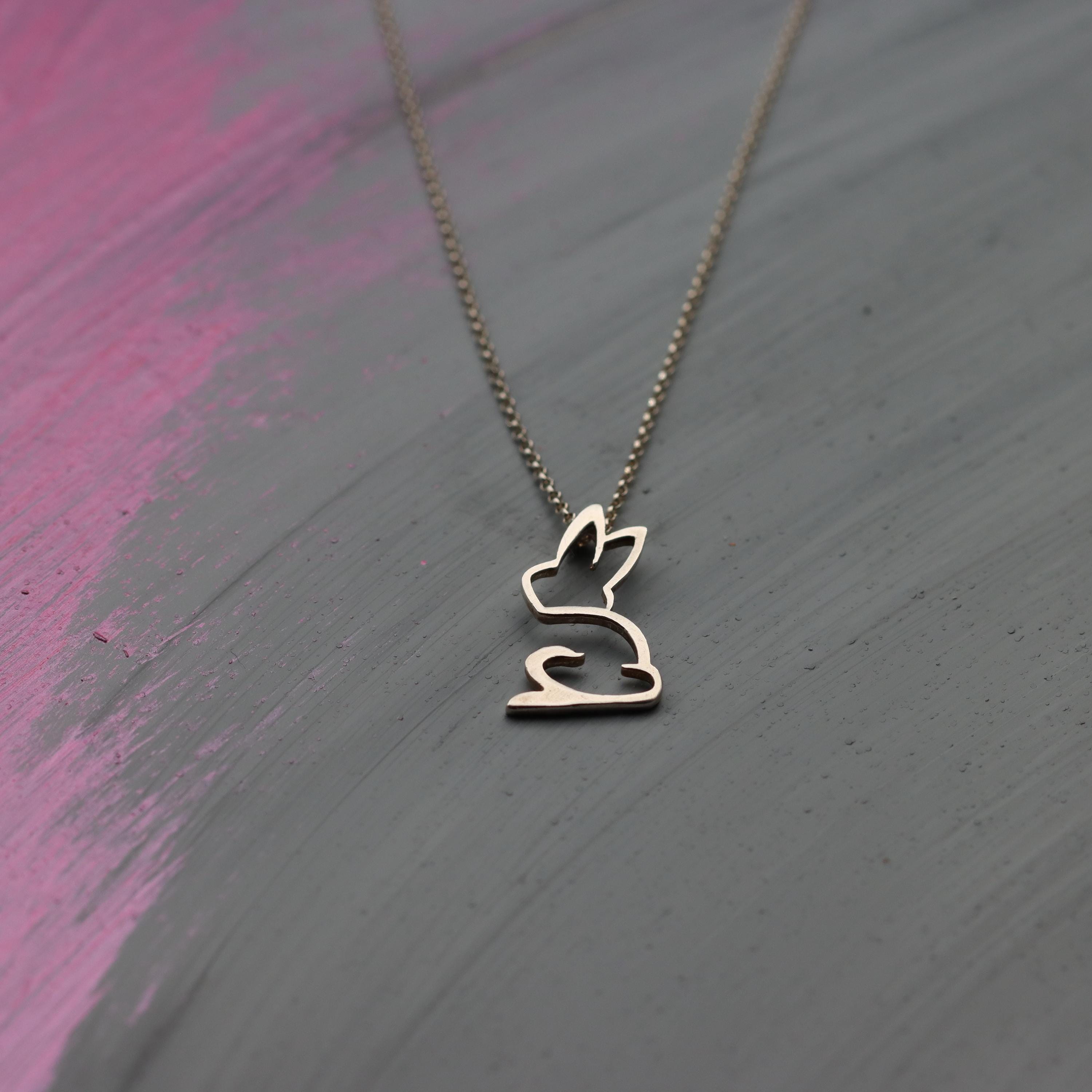 Tiny Rabbit Necklace • Dainty Bunny Pendant in Gold or Silver