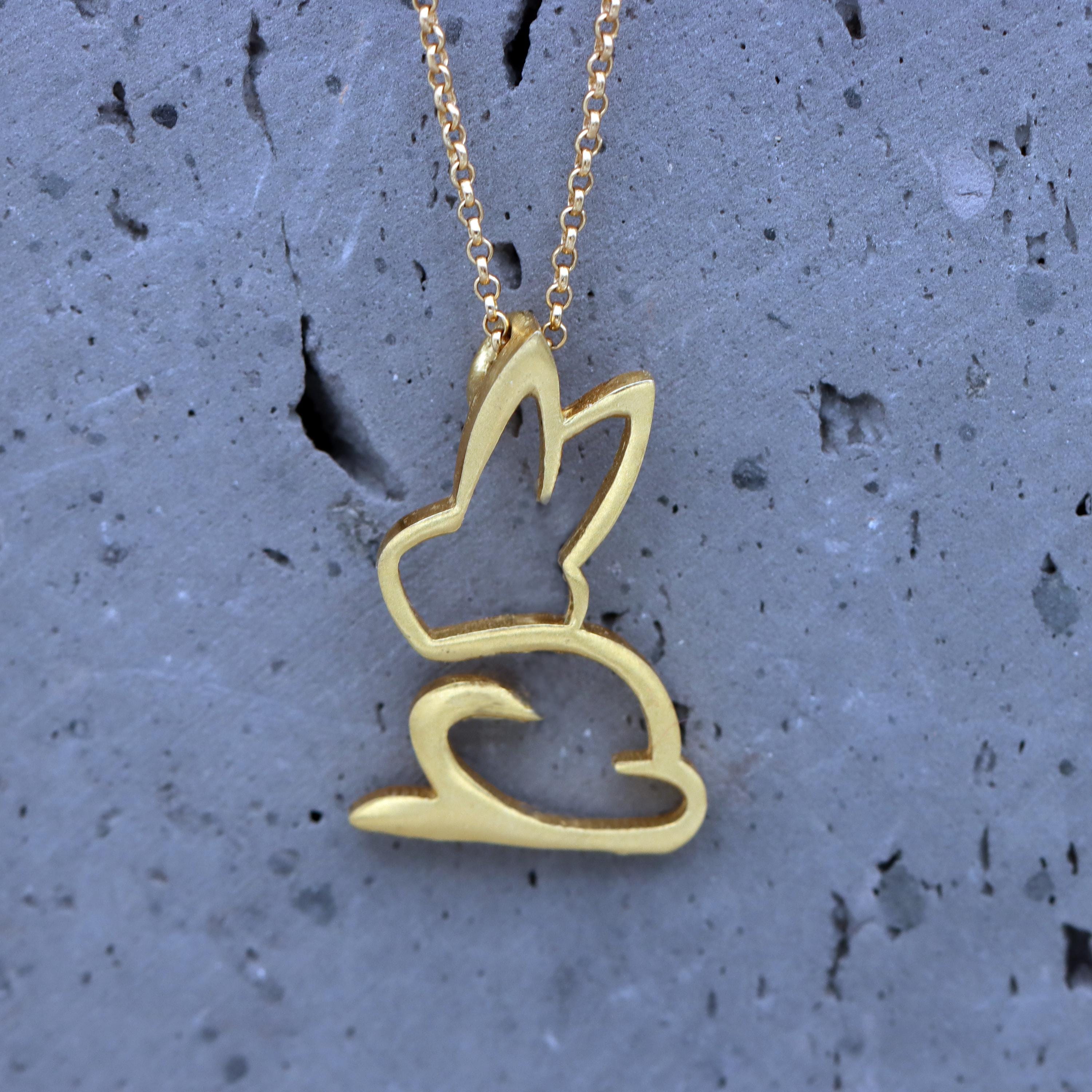 Tiny Rabbit Necklace • Dainty Bunny Pendant in Gold or Silver