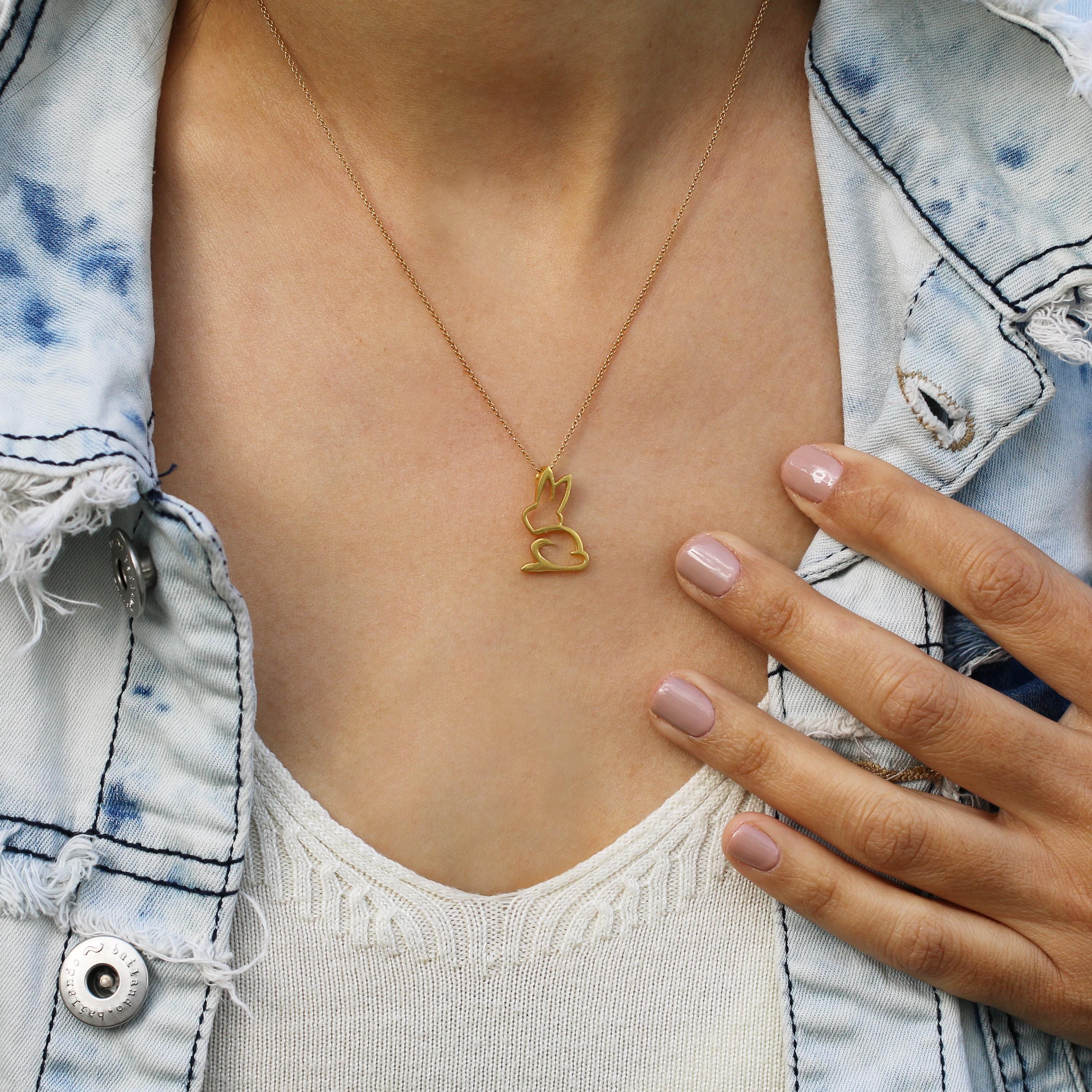 14K Gold Bunny Charm Necklace • Small & Elegant Rabbit Pendant