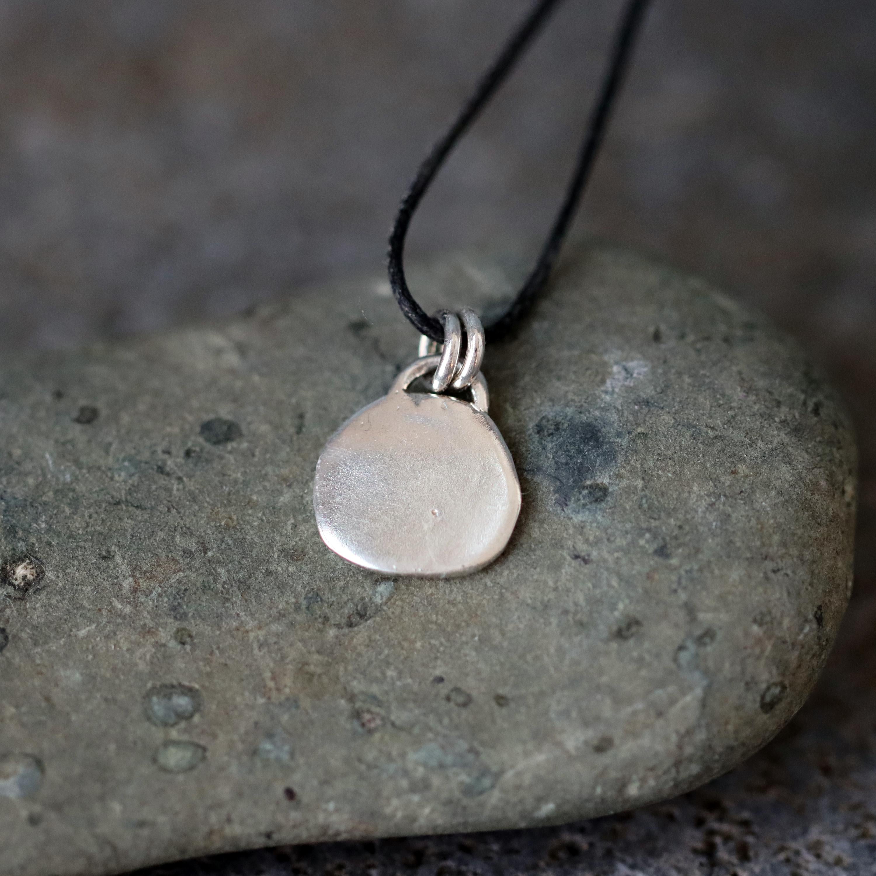 Delicate Silver Necklace with Organic Coin Pendant - Nature-Inspired Gift for Her • Handmade Delicate Jewelry