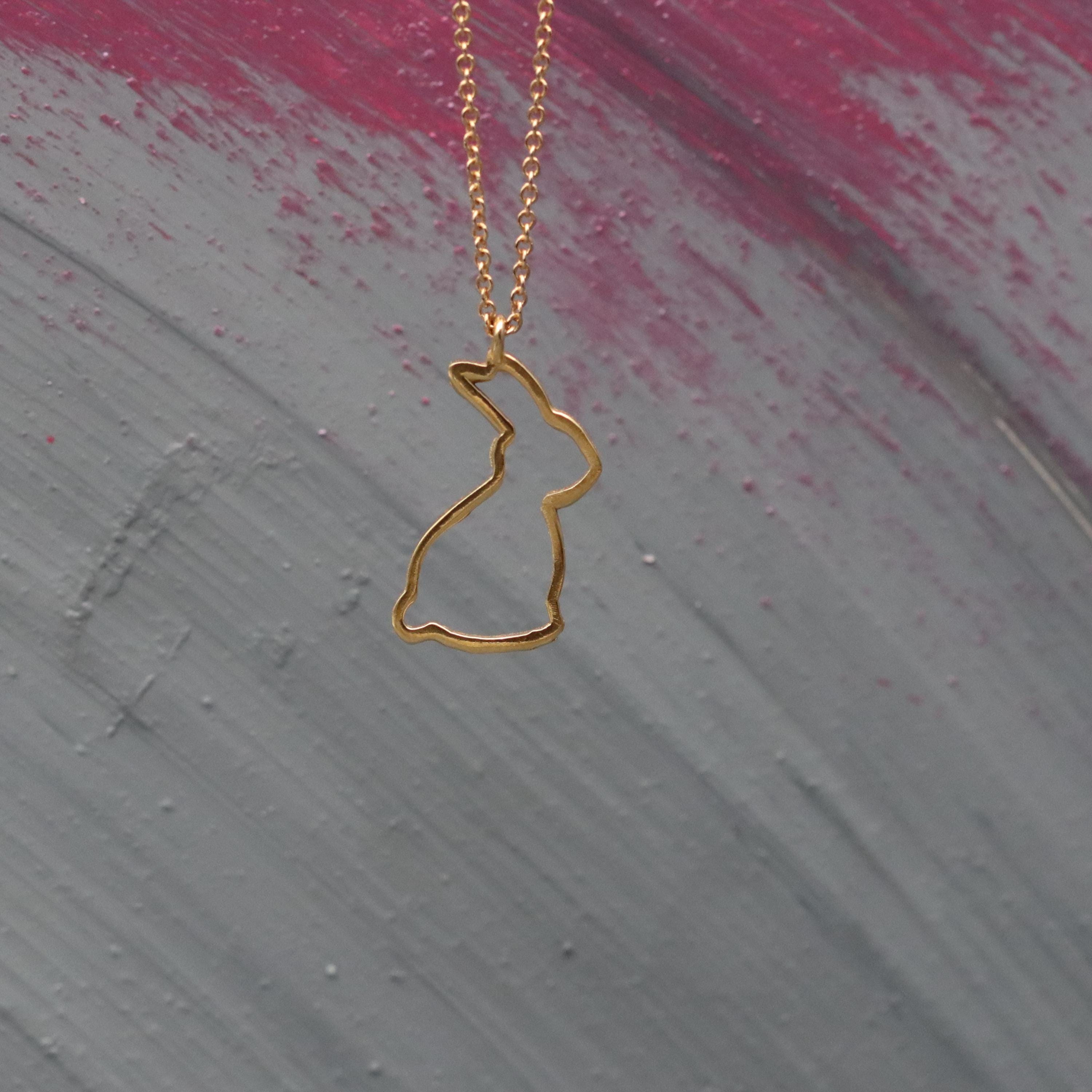 Minimalist Rabbit Necklace • Dainty Gold Bunny Pendant