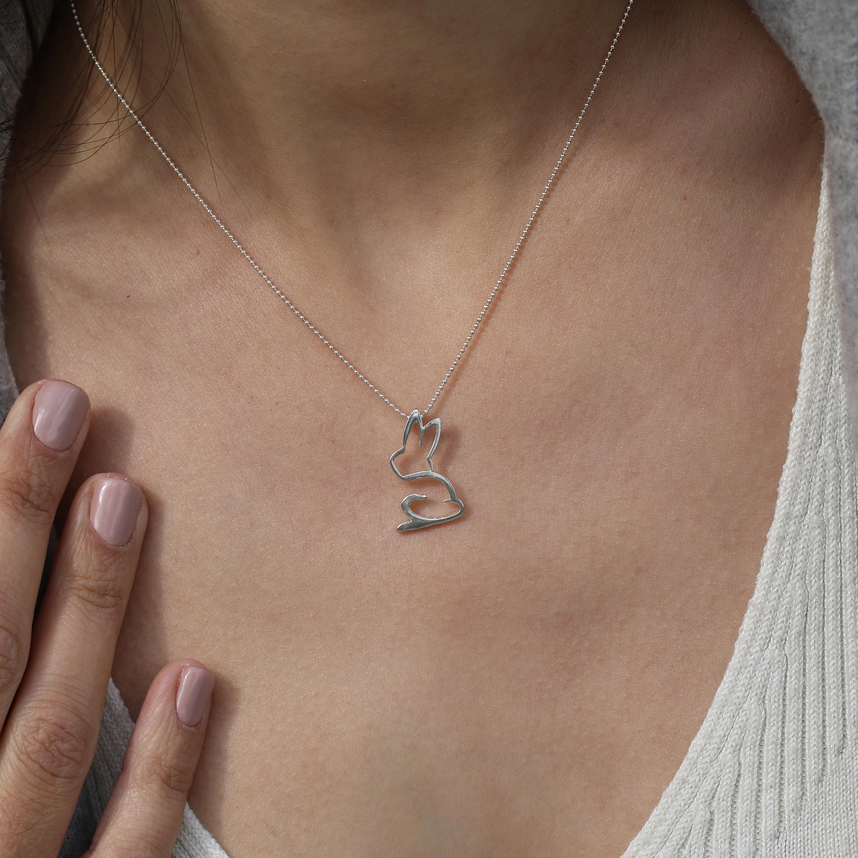 Tiny Rabbit Necklace • Dainty Bunny Pendant in Gold or Silver