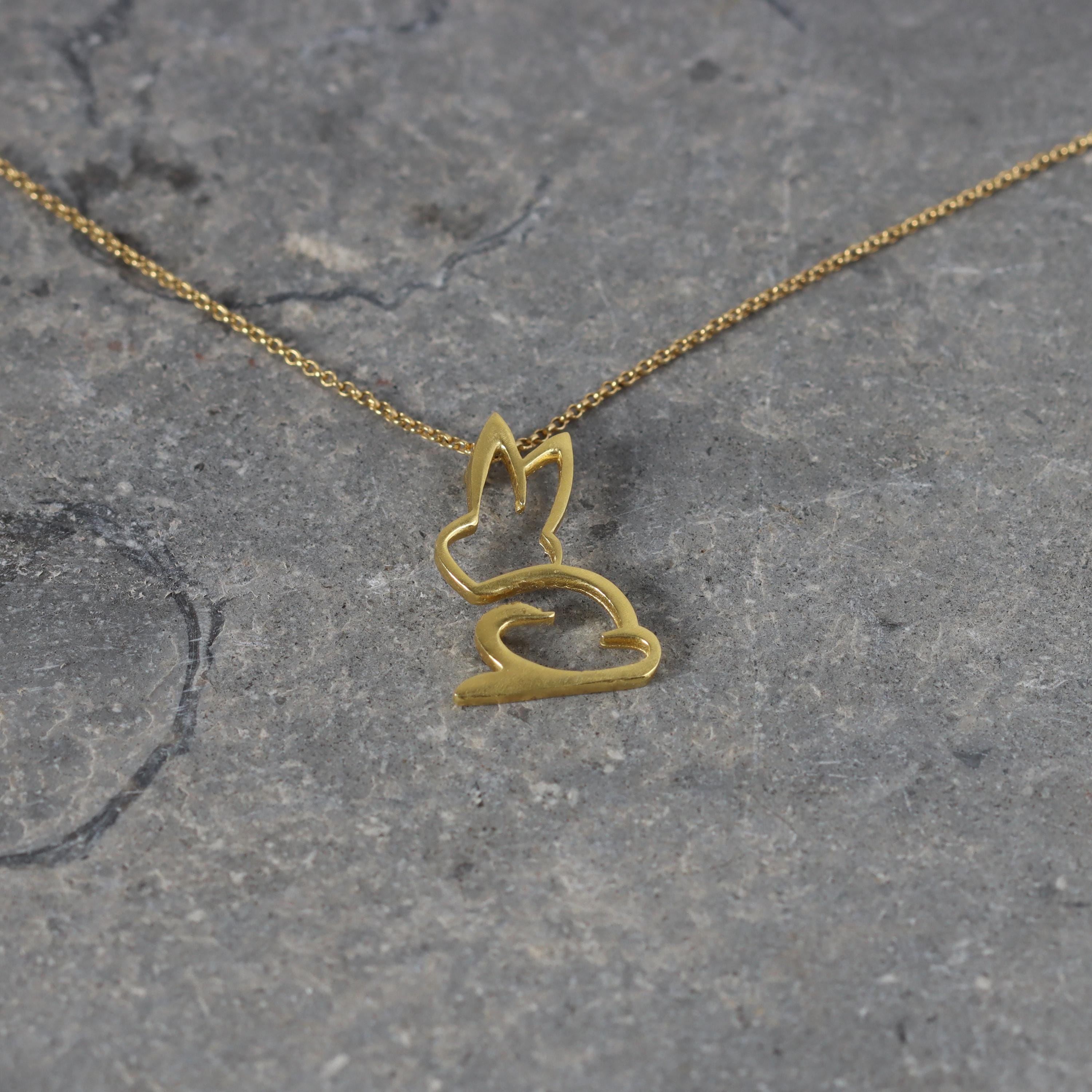 14K Gold Bunny Charm Necklace • Small & Elegant Rabbit Pendant