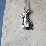 Sterling Silver 3D Rabbit Necklace • Large Bunny Pendant