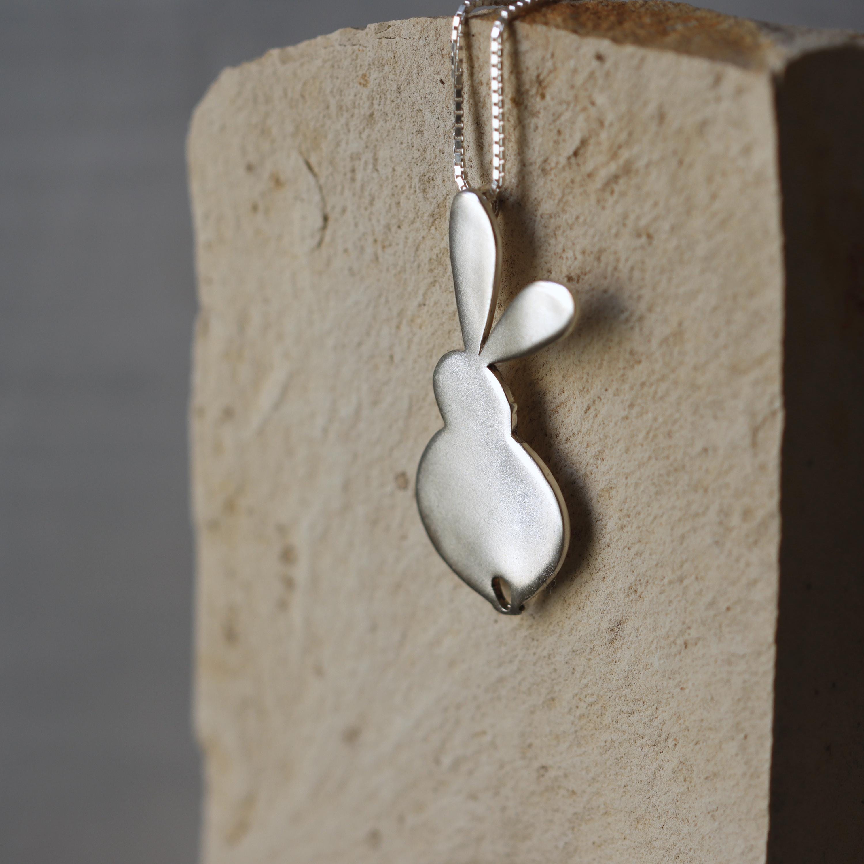 Large Gold Rabbit Pendant Necklace • Long Minimalist Bunny Jewelry