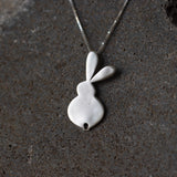 Large Gold Rabbit Pendant Necklace • Long Minimalist Bunny Jewelry