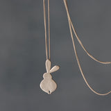 Petite Gold Bunny Outline Necklace • Small Rabbit Ball-Chain Pendant • Cute Easter Gift • Handmade Minimal Animal Jewelry