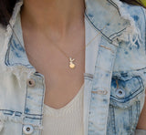 Petite Gold Bunny Outline Necklace • Small Rabbit Ball-Chain Pendant • Cute Easter Gift • Handmade Minimal Animal Jewelry
