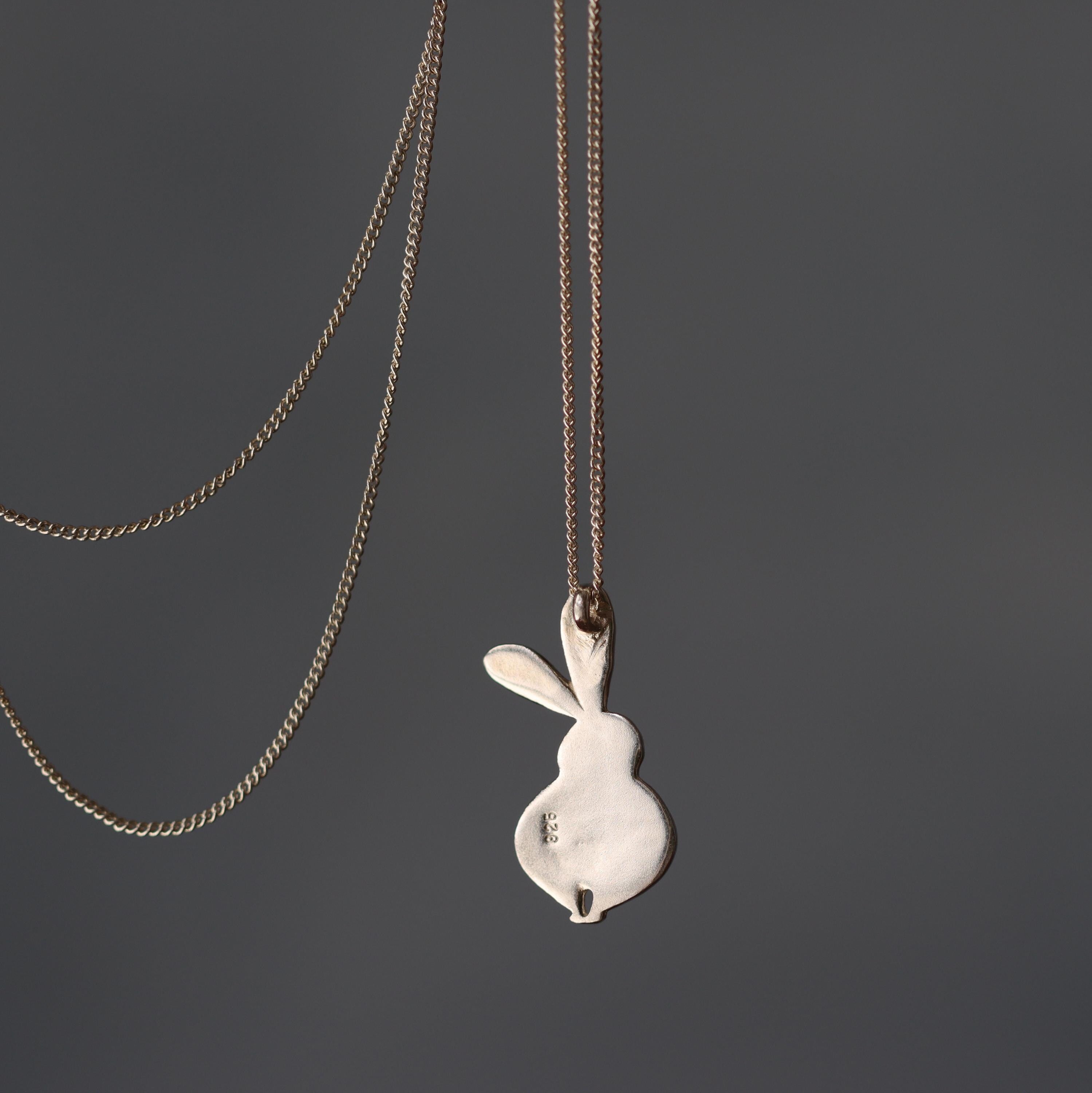 Petite Sterling Silver Bunny Outline Necklace • Small Rabbit Ball-Chain Pendant • Cute Easter Gift • Minimal Handmade Animal Jewelry