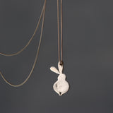 Petite Sterling Silver Bunny Outline Necklace • Small Rabbit Ball-Chain Pendant • Cute Easter Gift • Minimal Handmade Animal Jewelry
