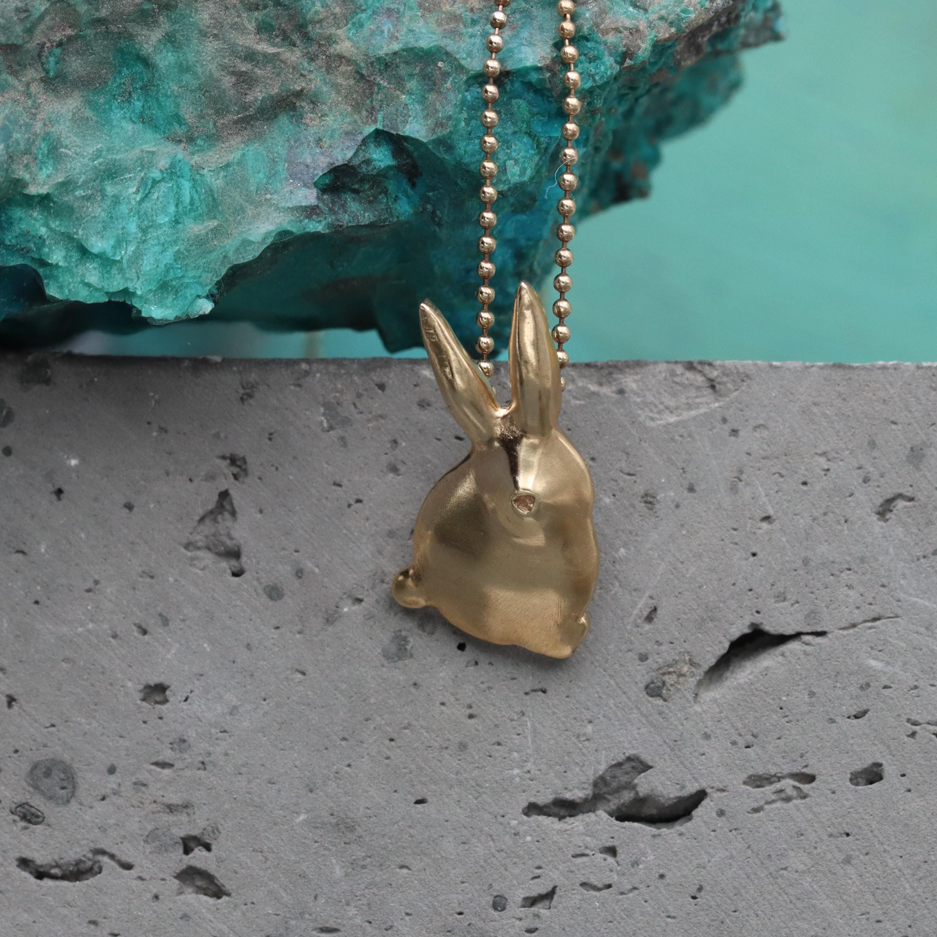 Petite 3D Bunny Charm Necklace โข Sculpted Gold Rabbit Pendant โข Tiny Animal Lover Gift โข Dainty Handmade Jewelry โข Graduation Gift For Her