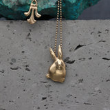 Petite 3D Bunny Charm Necklace โข Sculpted Gold Rabbit Pendant โข Tiny Animal Lover Gift โข Dainty Handmade Jewelry โข Graduation Gift For Her